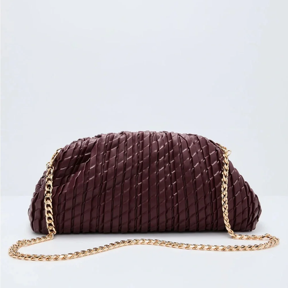 Urban expressions Woven Chain Shoulder Bag - Burgundy - Picture 1 of 2